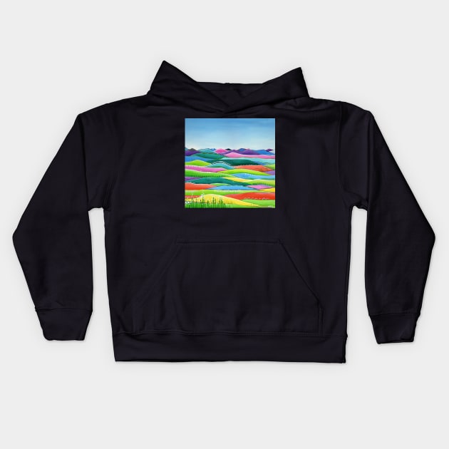 Pastel Hills - Abstract, colorful landscape Kids Hoodie by EveiArt